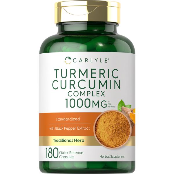 Turmeric Curcumin with Black Pepper 1000mg | 180 Capsules | by Carlyle