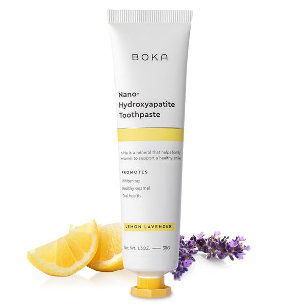 Boka Natural Toothpaste, Fluoride Free - Nano Hydroxyapatite for Remineralizing, Sensitive Teeth, & Whitening - Dentist Recommended for Adult, Kids Oral Care - Lemon Lavender, 4oz 1 Pack - Made in USA