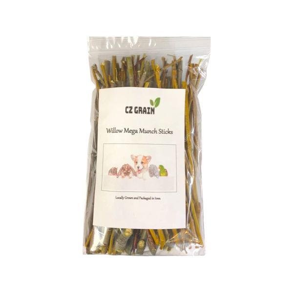 CZ Grain Willow Mega Munch Sticks for Rabbits Chinchilla Guinea Pigs - 60+ Sticks - Small Animal Treat Chew Toys