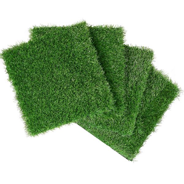 VIJIV Synthetic Grass Table Placemats Set of 4, Squares Turf Artificial Grass Placemats Dinning Table Mats for Garden Masters Golf Football Birthday Party Decorations