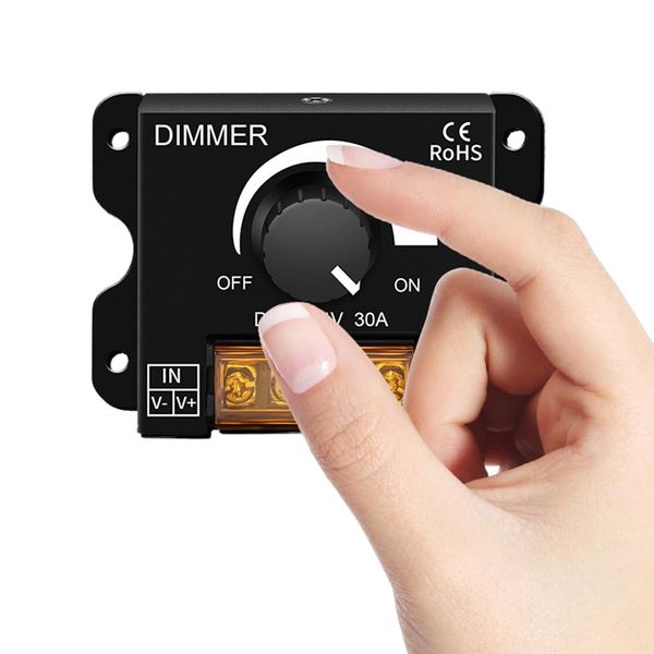 LED Light Strip Dimmer PWM Dimming Controller Knob ON/Off Switch DC 12V-24V 30A