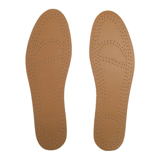 FURFURMOUTON YB-004 Faux Leather Insole, Size Adjustable, Perforated Processing, Punching Brown, Breathable, Insole, Unisex, Business Shoes, Thin Insole, Non-Cash On Delivery, Braun