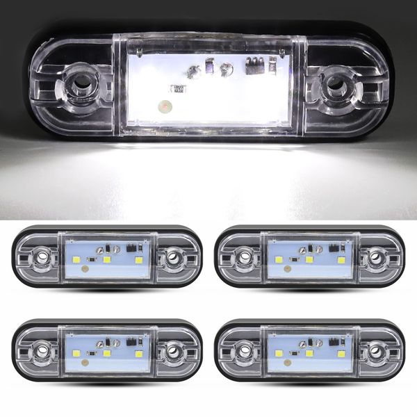 LED Side Marker Light 3 LED Track Position Lamp 12V 24V Waterproof Universal White