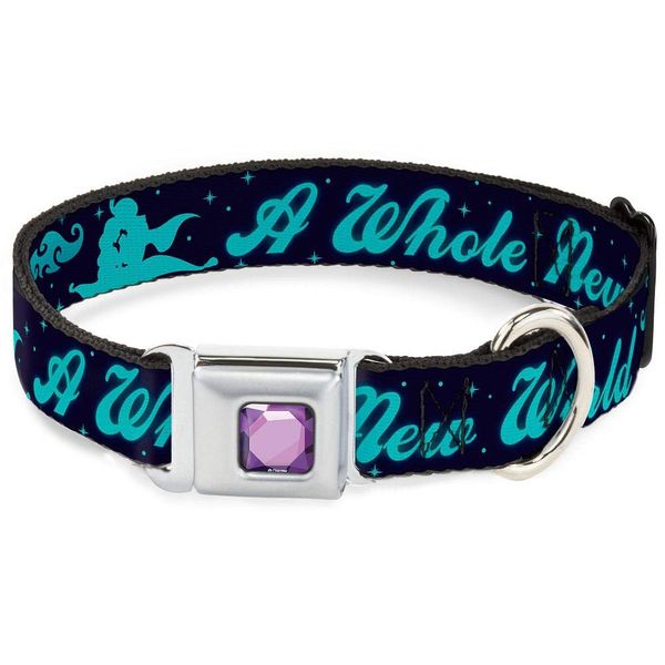 Buckle-Down Seatbelt Buckle Dog Collar - Aladdin & Jasmine Silhouette A WHOLE NEW WORLD - 1.5" Wide - Fits 13-18" Neck - Small