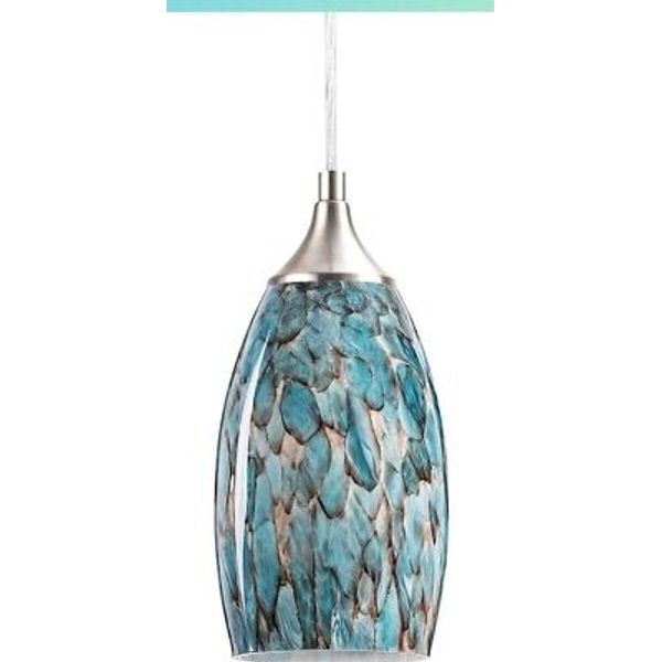 COOSA 1-Light Pendant Light, Handcrafted Art Glass Hanging Light with Brushed Ni