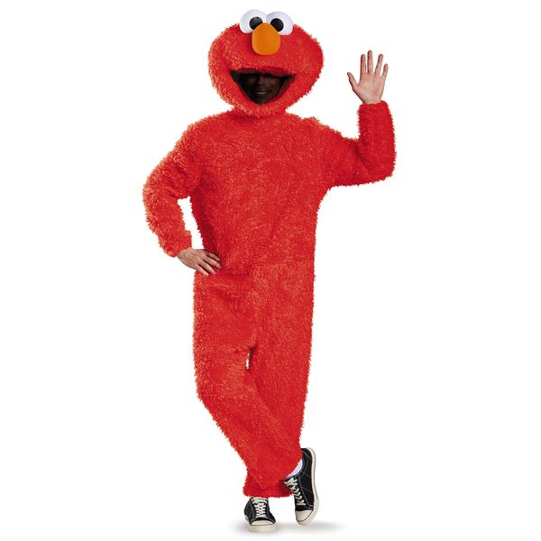 Disguise Men's Full Plush Elmo Prestige Adult Costume, Red, X-Large