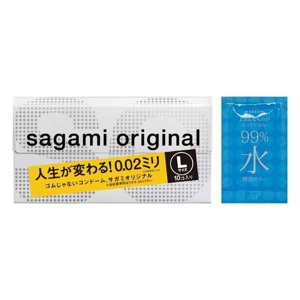 Sagami Original 002 Large Size 10P + 99% Water Lubricating Jelly Sample 3g