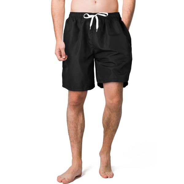 Scotamalone Mens Swim Trunks, Quick Dry Swimming Shorts 7 Inch with Mesh Lining for Swimwear, Bathing Suits Black