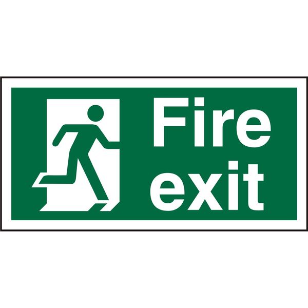 Seco Fire Exit - Man Running Right, Fire Exit Sign, 200mm x 100mm - 1mm Semi Rigid Plastic