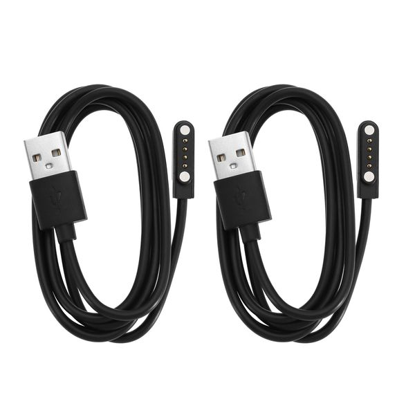 2x 4 Pin Smartwatch USB Charger Cable Smartwatch Power Charger Compatible with KW88 KW18 GT88 G3 Smartwatch 1m, Black