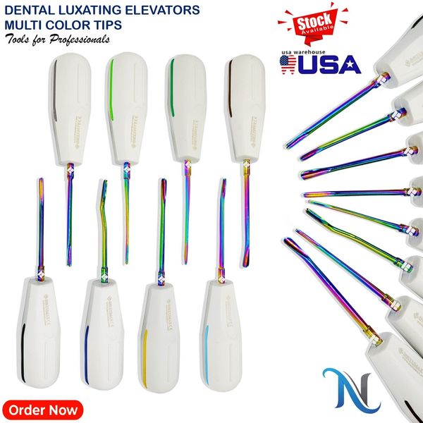 8Pcs Dental Luxating Elevators PDL Periotome Luxation Tooth Root Extraction Kit