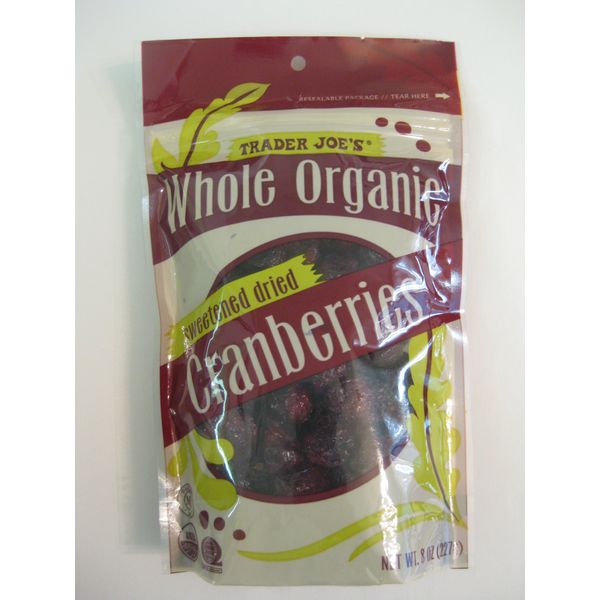 3 Packs Trader Joe's Whole Organic Sweetened Dried Cranberries