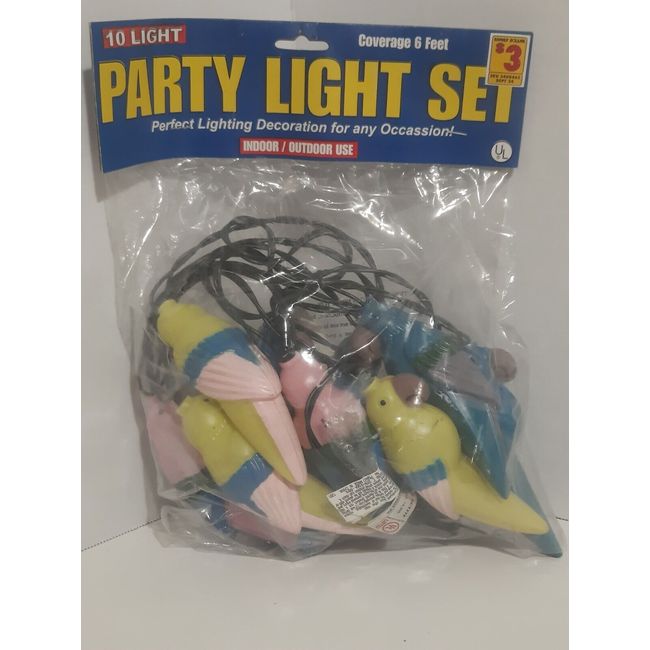 UL 10-light Parrot Light Party Set Vintage Blow Mold Margaritaville Tiki Style