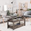 2 Drawer Lift Top Coffee Table with Hidden Compartment & Storage Shelves Gray