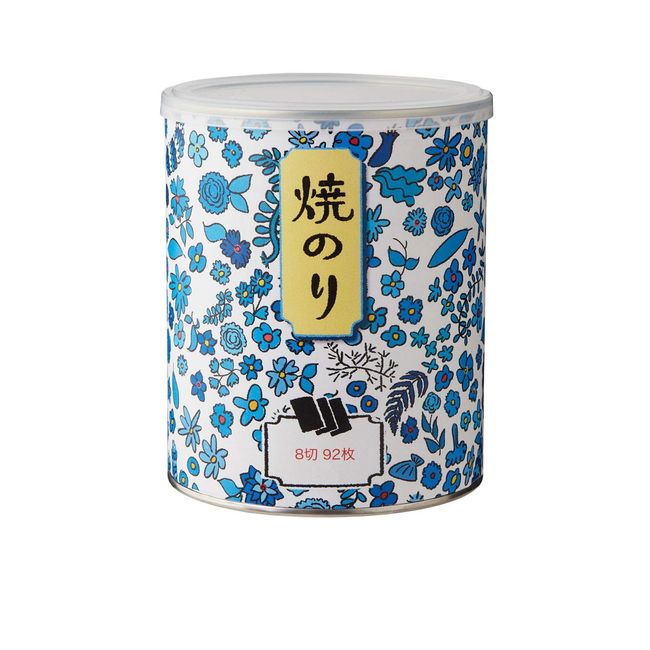 Kaneko Nori Shop [Founded in Keio 2] Ariake Seaweed Specialty Grilled Nori, 8 Slices, 92 Sheets (Grilled Nori, Made in Japan), Blue Flower Gift Tin