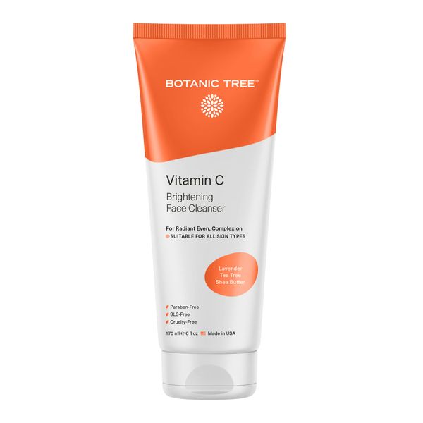 Botanic Tree Vitamin C Facial Cleanser, for All Skin Types, Aging Skin, Dry Skin - Natural Face Cleanser for Minimizing Acne scars, Brightening, Anti Aging, Reduce Breakouts - Face Wash for Women & Men
