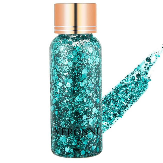 Body Hair Glitter Gel Flash Eye Shadow 9 Colors Chunky Glitters Gel Colorful Mixed Glitter Mermaid Scale Sequins for Festival Party Face Makeup, Body, Hair, Eye and Lips (04)