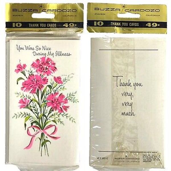 Buzza Cardozo You Were So Nice During My Illness Vtg Thank You Cards 10 w/Evps