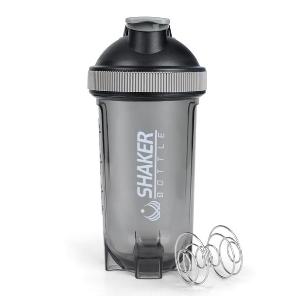 VECH Protein Shaker Bottle, 16oz Clear Shaker Cup, GYM Shake Bottle for Shakes with Protein Shaker Ball, Innovative Design for Effective Mixing (Black)