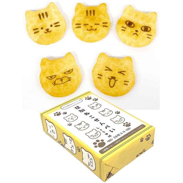 Neko Senbei, Soy Sauce Flavor, 20 Pieces, Gift Packaging, Cats, Authentic Soka Senbei, Individual Packaging, Sweets, Japanese Sweets, Domestic Glutinous Rice, Cat Face Shape, Present, Made in Japan,