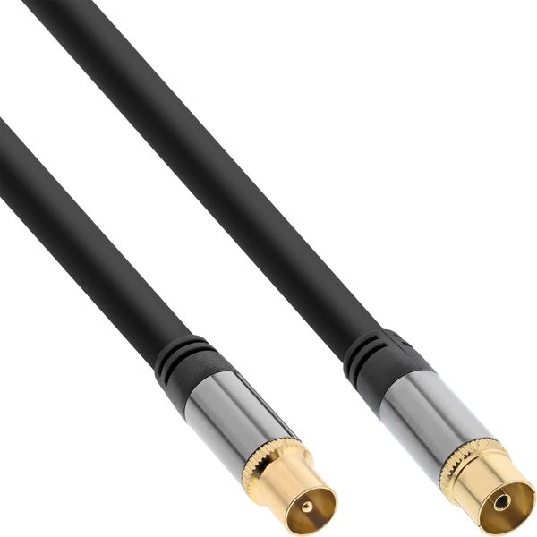 InLine 69210P Premium Antennenkabel, 4x geschirmt, >110dB, schwarz, 10m