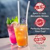 Bendable Straws - 11 inch Long Flexible Straws - Bendy Drinking Straw Reusable - 5 Pack