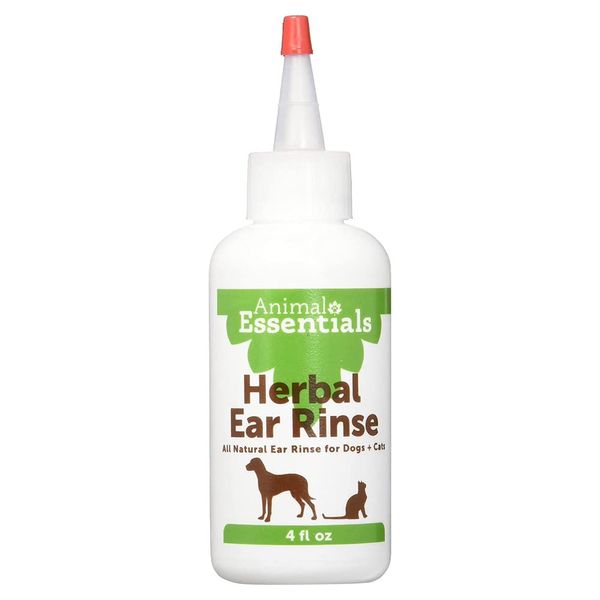 Animal Essentials Herbal Ear Rinse for Dogs & Cats - Ear Cleaner, Cleaning Solution, Ear Wash, Ear Cleanser, Ear Drops, Aloe Vera - 4 Fl Oz