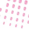 24pcs Short Square False Nails Pink Stick on Nails Press on Nails Removable Glue-on Nails Fake Nails Women Girls Nail Art Accessories