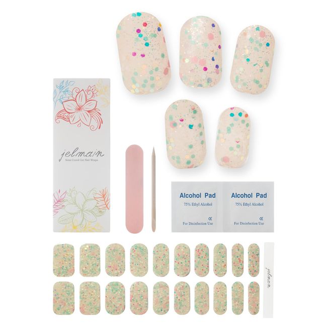 jelmain Gel Nail Seal, Cured Type, Glow in the Dark, Gel Nails, Just Stick, Hands, Feet, Self Nails, Glitter, Popular Design (Sparkle)