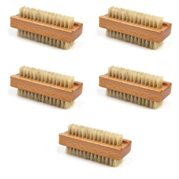 Omevett 5 Pcs Nail Brush Wooden Nail Cleaning Brushes Double Sided Nail Scrubber Hard Nailbrush Nail Scrubbing Brush Small Wood Nail Brush for Men Women Manicure Supplies