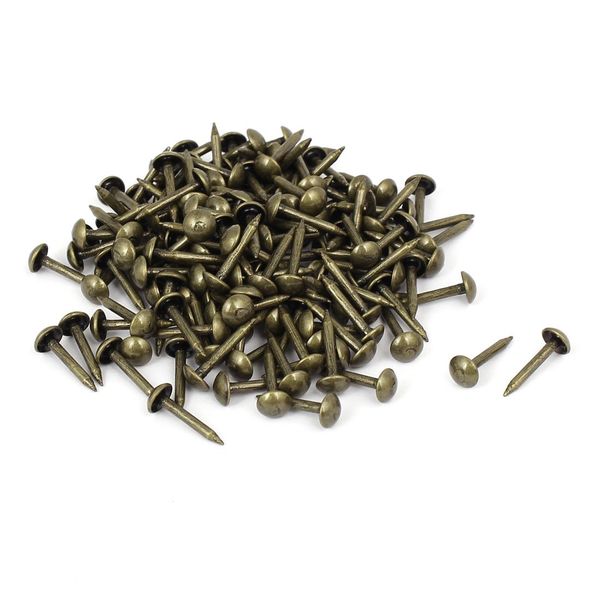 sourcingmap Home Furniture 5mm x 12mm Upholstery Thumb Tack Nail Push Pin Bronze Tone 150pcs