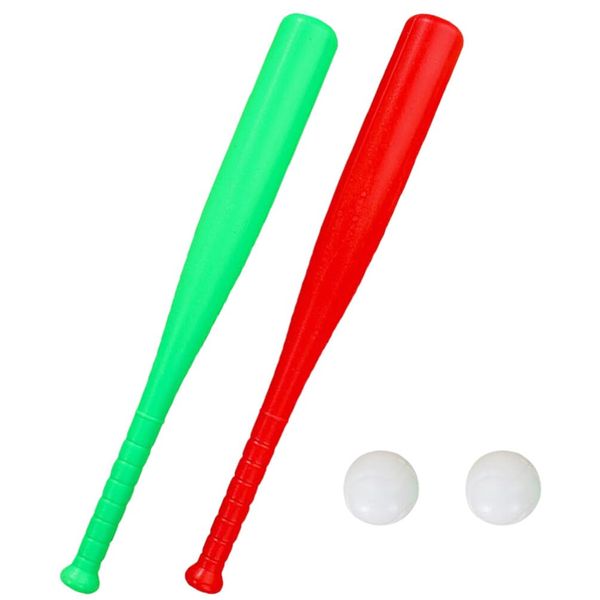 Toyvian 2 Sets Kids Baseball Bat Set, Plastic Baseball Bat and Ball Fun Baseball Practice Set T Ball Game Playing for Toddlers Boys Girls Outdoor Sport Toys