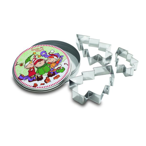 30794 Nici Santa's Helper Decorative Tin with Cookie Cutters for Biscuits (Pack of 3)