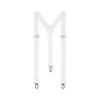 The Tie Co Men's Elastic Solid Adjustable Y Back Strong Heavy Duty Bib - Clips Suspender - White