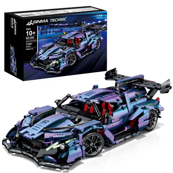 JSINMA Technic Sports Car Building Blocks 1:14 Raceing Car Model Building Kit Apollo IE MOC Construction Toy for Adults,Collectible Sports Cars for Boys Age 12-16 8-14(1108 Pieces)