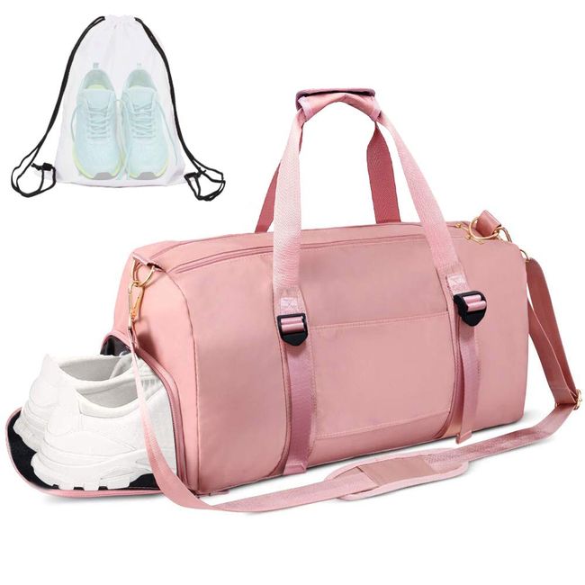 ICEIVY Gym Duffle Bag Dry Wet Separated Gym Bag Sport Duffle Bag Training  Handbag Yoga bag with Extra Drawstring Backpack (pink) Large
