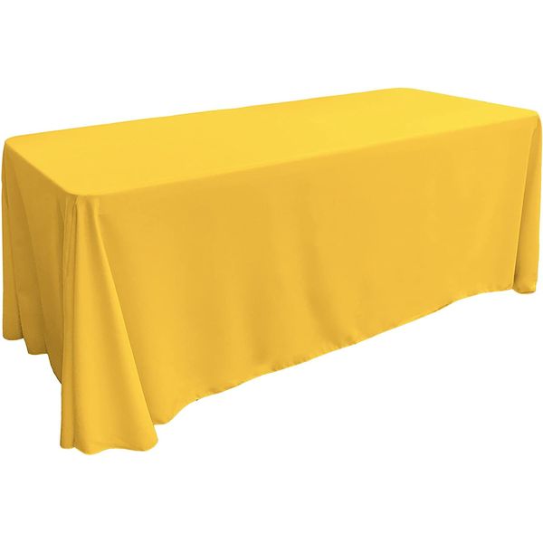 LA Linen Polyester Poplin Washable Rectangular Tablecloth, Stain and Wrinkle Resistant Table Cover 90x132, Fabric Table Cloth for Dinning, Kitchen, Party, Holiday 90 by 132-Inch, Yellow Dark