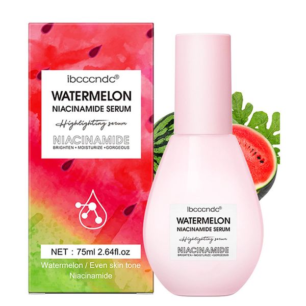 Watermelon Niacinamide Moisturize Serum for Face Skin Care, Hydrating & Brighten with Hyaluronic Acid, Glycerin and Vitamin E, Lightweight Facial Serum & Priming Liquid Highlighter(75ml)