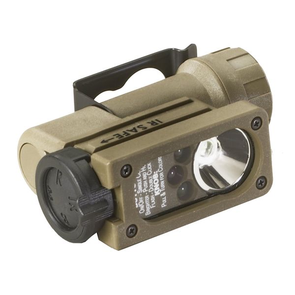 Streamlight 14104 Sidewinder 55-Lumen Compact Hands-Free Military Flashlight with Lithium Battery, White, Red, Blue, IR LEDs, Coyote