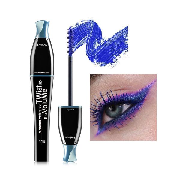 Blue Colorful Mascara Waterproof Lash Thick Mascara, Curling Lengthening Long Lasting & Smudge-Proof No Clumping for Eyelashes 4d Silk Fiber, Fuller Lashes Lasting All Day