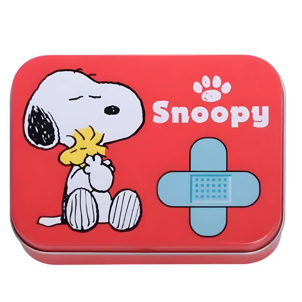 Snoopy Children's Plaster - Metal Box - 24 Plasters - Beautiful Design Plaster Storage Box for Children - Suitable for Backpack - Handbag