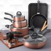 Basic Essentials 29-Piece Nonstick Cookware Pots Pans Set Baking Sheet Cookie Cutters Mixing Bowl Measuring Cups & Spoon, Copper