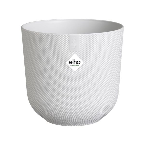 elho Jazz Round 14cm Flower Pot - Small Indoor Plant Pot - 100% Recycled Plastic - Unique Structure - Ø 14.2 x H 13.1 cm - White/Silky White