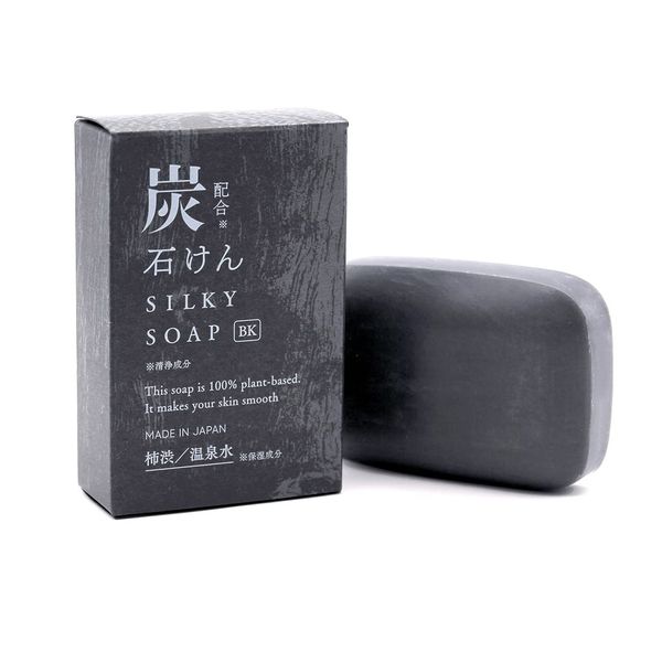 Charcoal Soap with Persimmon Shibu, Hot Spring Water, 2.6 oz (75 g), Comes in a Cosmetic Box