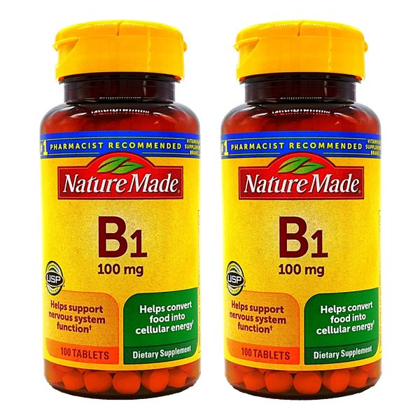 Nature Made Vitamin B1, 100mg Dietary Supplement - 2 Pack of 100 Tablets