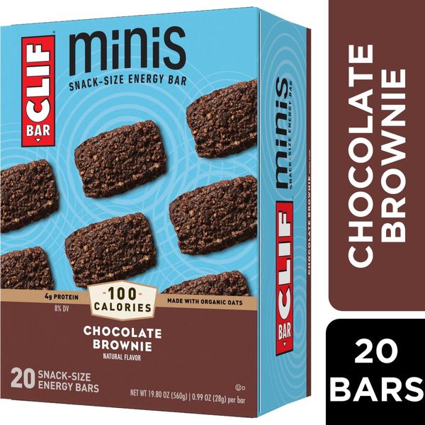 CLIF BAR Minis Chocolate Brownie Flavor Organic Oats 4g Protein 0.99oz(20 Pack)