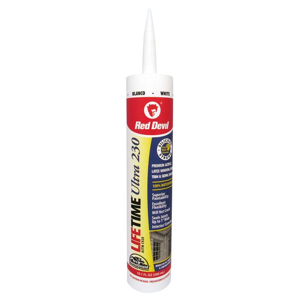 Red Devil 0770 Lifetime Ultra 230 Premium Elastomeric Acrylic Latex Sealant, 10.1 oz, White