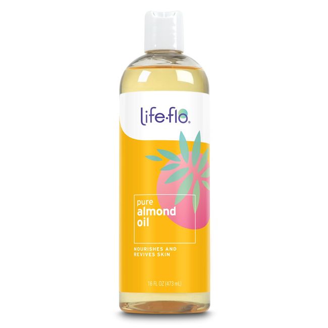 LIFE-FLO Pure Almond Oil, Sweet Almond Oil for Skin Care, Hair Care and Massage, Aromatherapy Carrier Oil, Revitalizing and Moisturizing, No Fillers, 60-Day Guarantee, Not Tested on Animals, 16oz