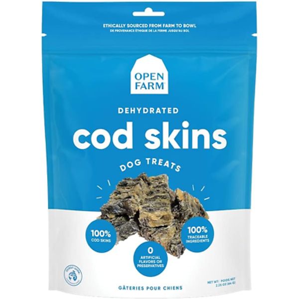 Dehydrated Cod Skin Grain-Free Dog Treats, One-Ingredient Gently Cooked Pacific