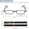 KoKoBin 2 Pack Metal frame Reading Glasses Portable Spring Hinge Reading Unisex reader with glasses case +1.5